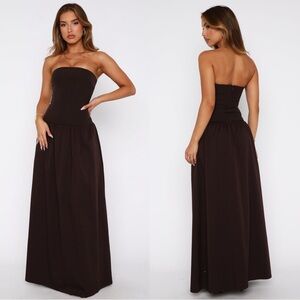 White Fox Take Back Maxi Dress Chocolate (NWT)